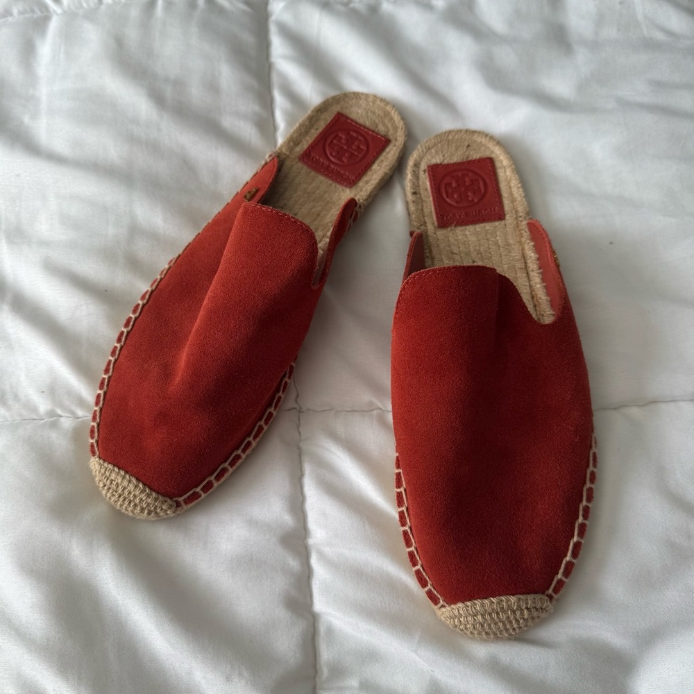 Tory Burch Red Suede Espadrille Mule - Picture 5 of 7